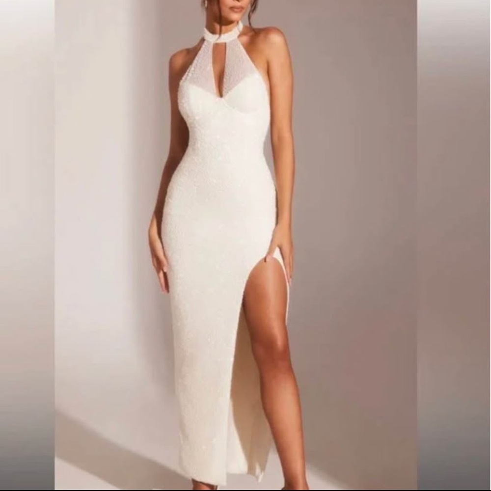 OhPolly White Halter Dress Size 4